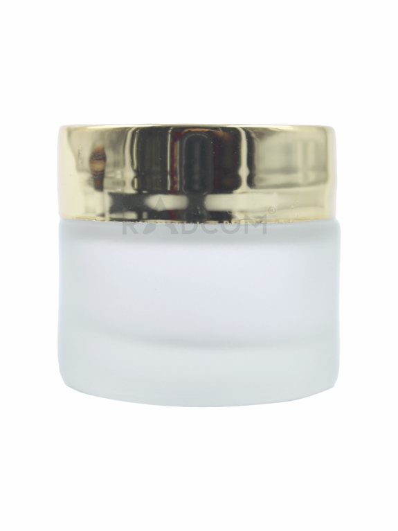 10Gm Glass Jar - Frosted-With Plastic Gold Uv Cap With Inner Lid